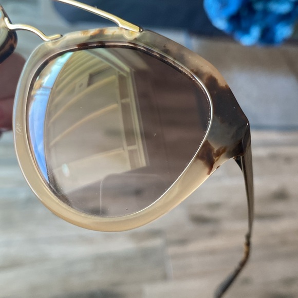 Prada Aviator Tortoise Shell Gold Tone sun glasses w/ COA - Picture 11 of 12